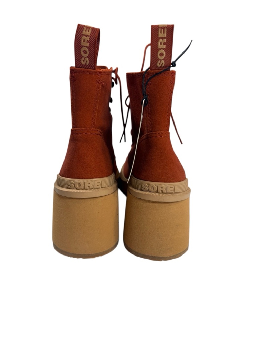 Sorel Waterproof Suede Lace Up Boots Women’s 10 Rust Orange Platform Lug Sole - Picture 3 of 12